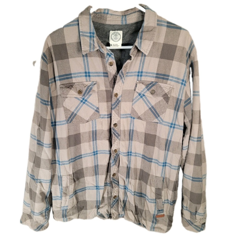 Voyager Flannel Shirt Jacket Mens XL Plaid Thermal Waffle Lined Shacket Button